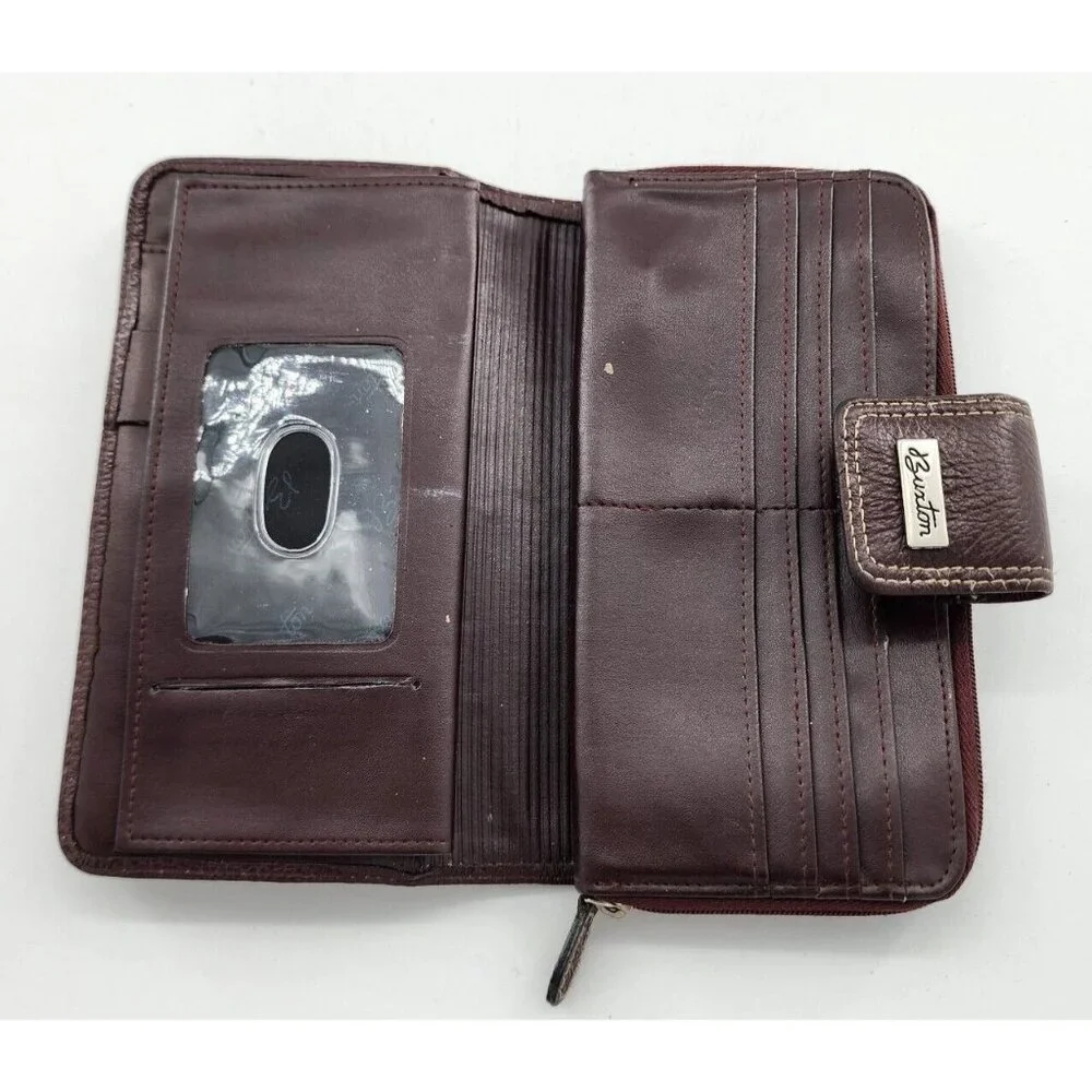 Buxton Heiress Tab Ensemble Snap Wallet Brown‎ Checkbook Slot ID Card Holders